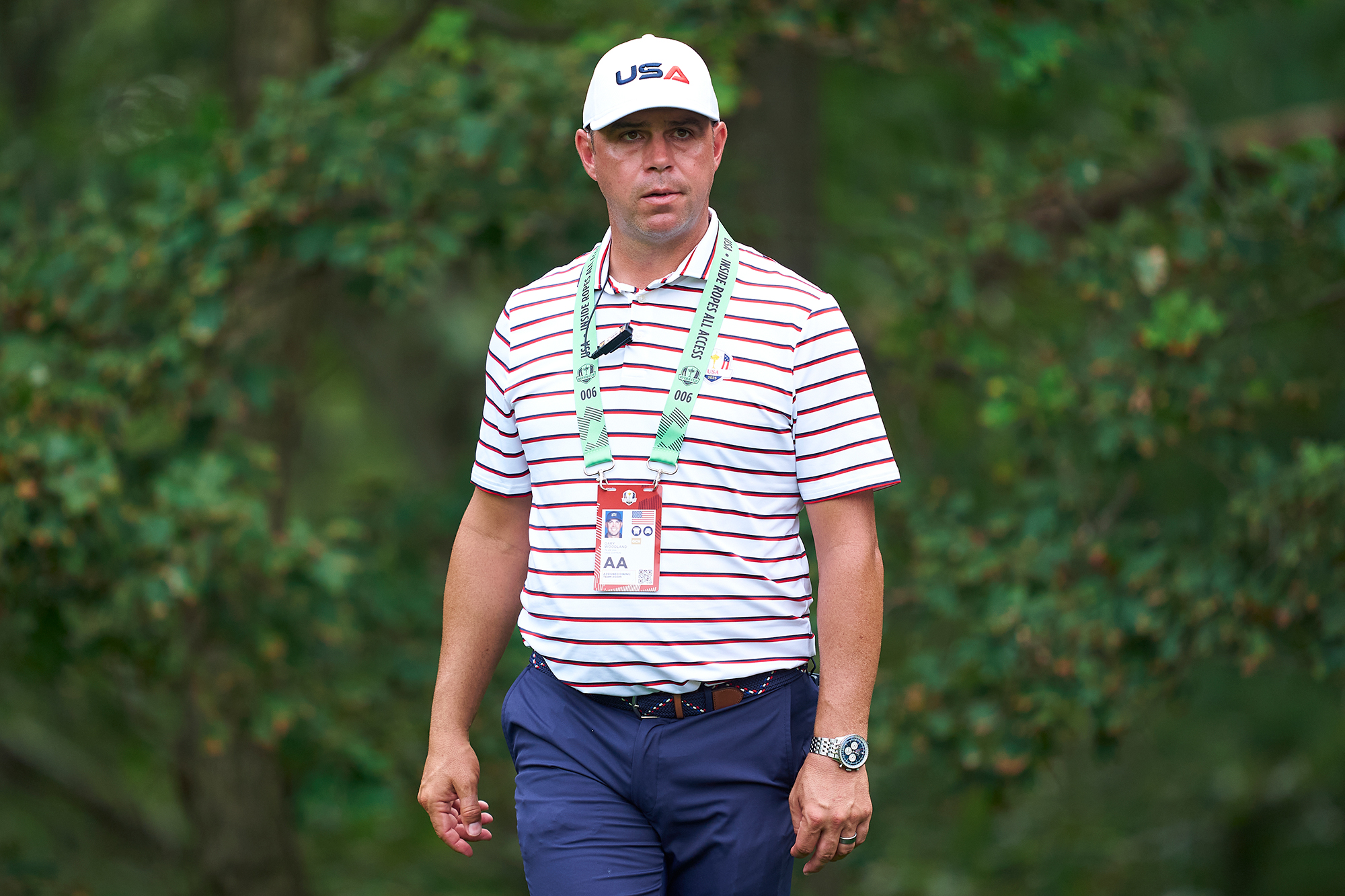 Gary Woodland in his Team USA Ryder Cup apparel, as one of Keegan Bradley&#039;s leadership team