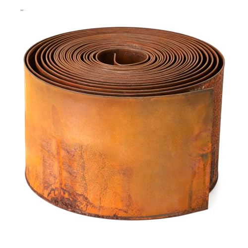 Jordbrux Lawn Edging - 5m Metal Garden Edging, 14cm High Corten Steel Lawn Edging for Garden/lawns/paths/drives