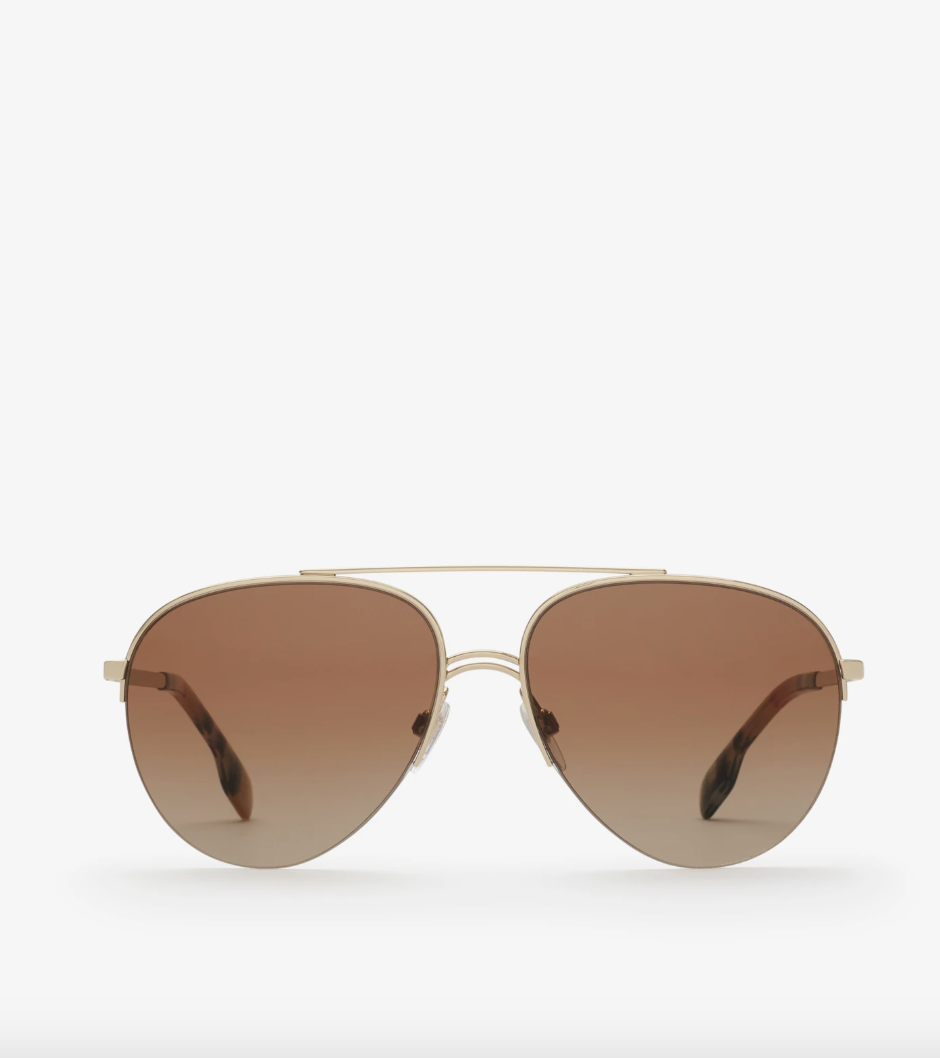 Burberry, Check Detail Aviator Sunglasses