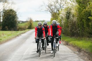 The Wiggins team in action on a training ride ahead of the Tour de Yorkshire
