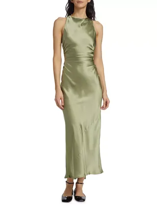 Casette Silk Cowlneck Dress