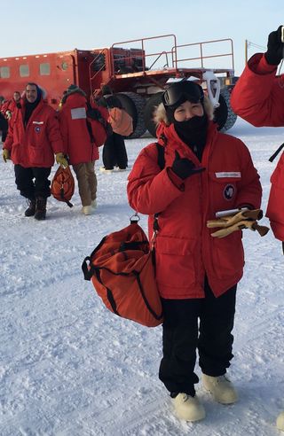Lead study author Caitlin Shishido, a doctoral candidate in zoology at the University of Hawai'i, arriving at McMurdo Station, Antarctica, in 2016.