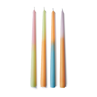 Set of 4 colorful ombre tapered dinner candles