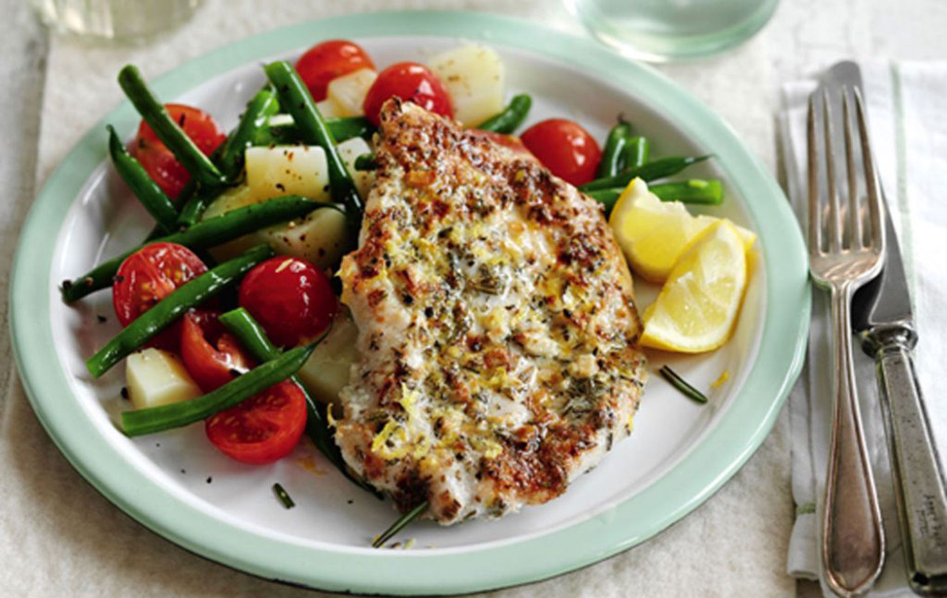 Slimming world's lemon and garlic chicken with a warm potato salad ...