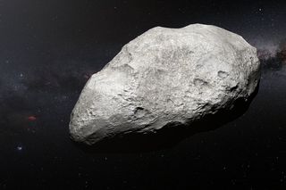 An artistic representation of the exiled asteroid 2004 EW95, whose inner solar system origins confirm theories about the system's early days.
