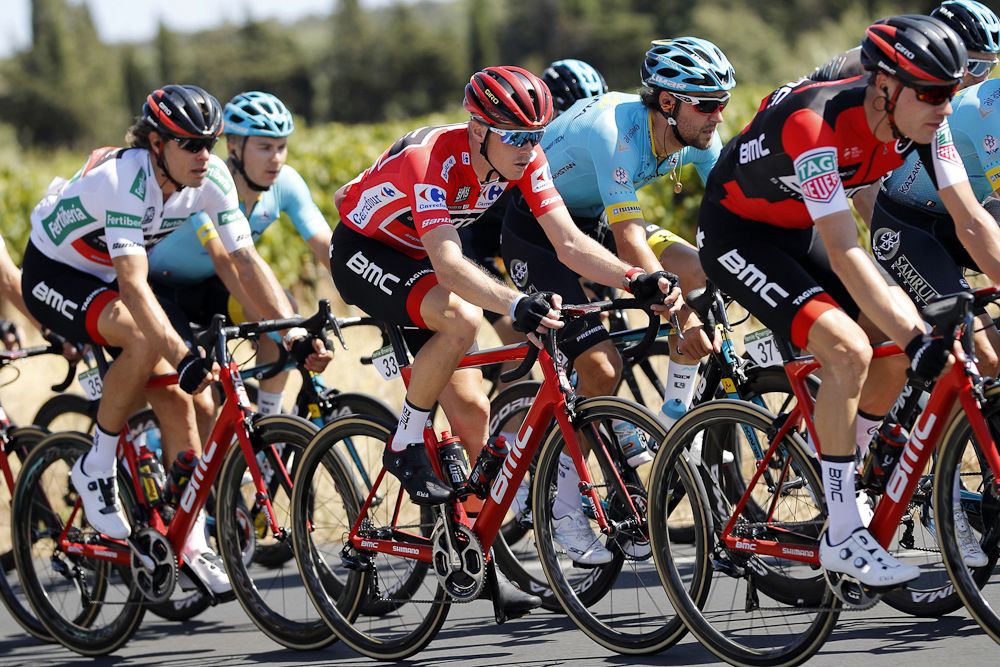 Rohan Dennis in the leader's jersey during stage 2