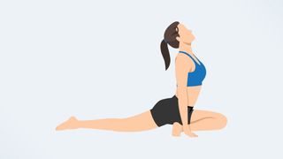 an illo of a woman doing a pigeon pose