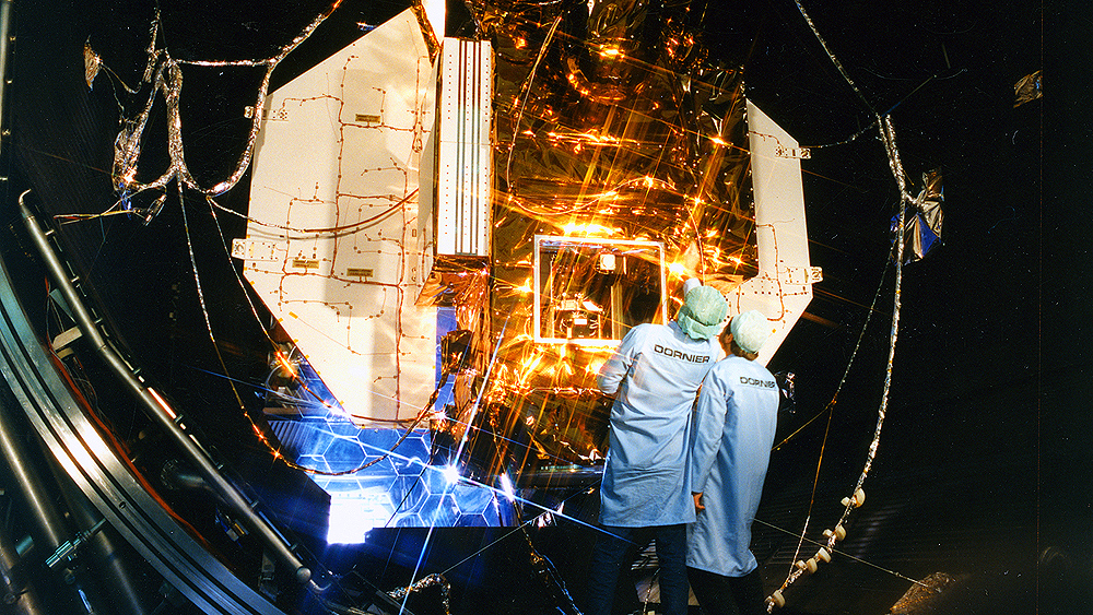 ROSAT undergoing tests in the space simulation chamber