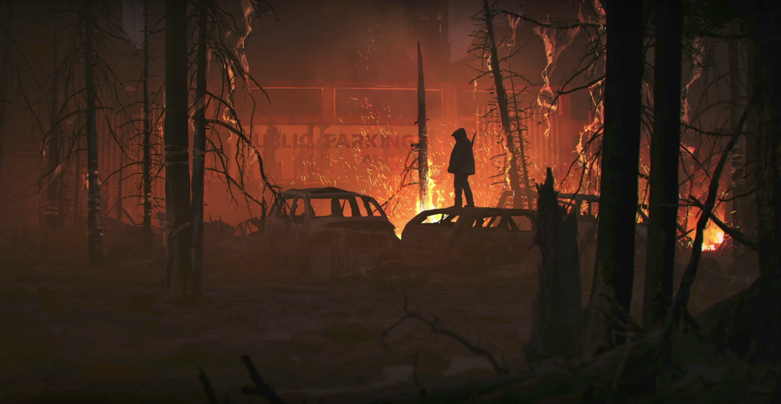 The Last of Us 2, artwork, car, waterfall