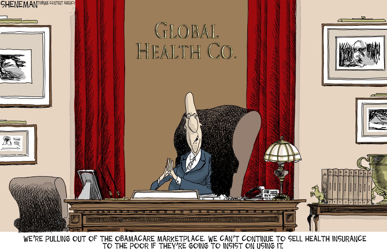 Political cartoon U.S. healthcare Obamacare