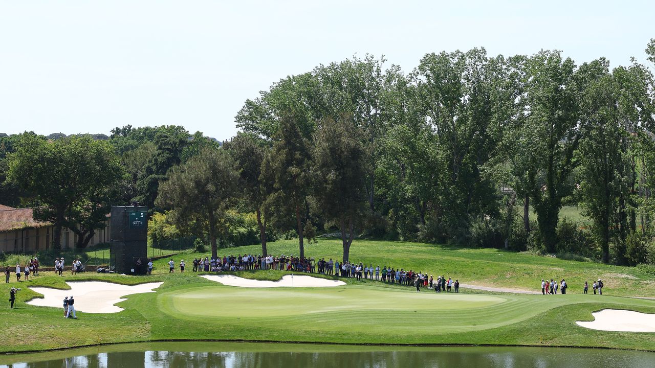 The fifth green at Marco Simone Golf and Country Club