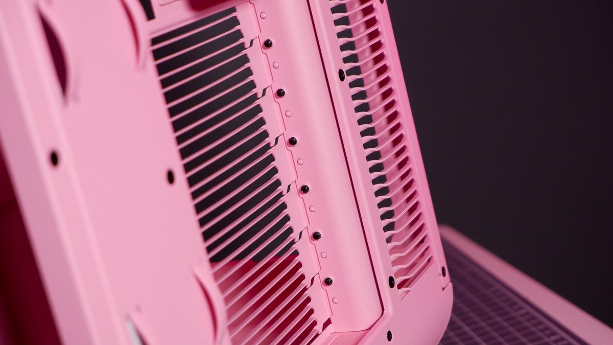 The Hyte X50 PC case on a desk ready to be built into for testing and review.