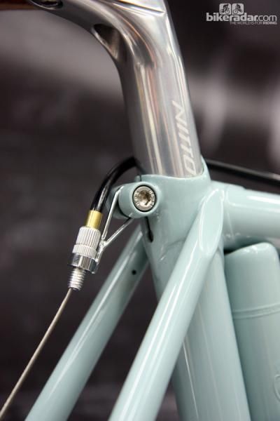 A delicate rear brake housing stop is built into the back of this Rebolledo.