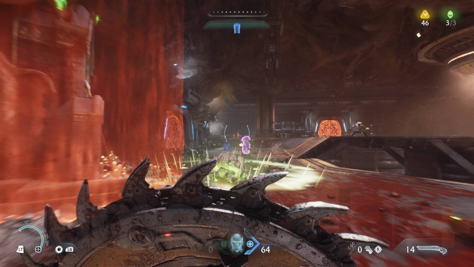 Doom The Dark Ages blocking hell knight attack with shield