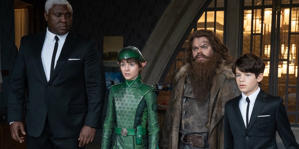 Nonso Anozie, Lara McDonnell, Josh Gad and Ferdia Shaw in Artemis Fowl