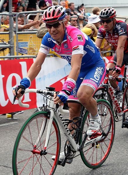 A smiling Cunego finished with the front runners.