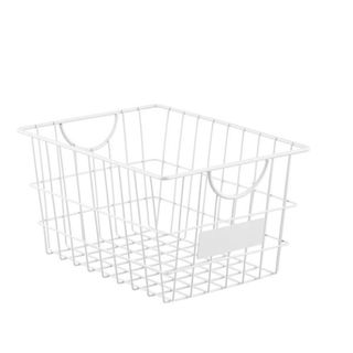 The Container Store Medium Wire Storage Basket W/ Label White