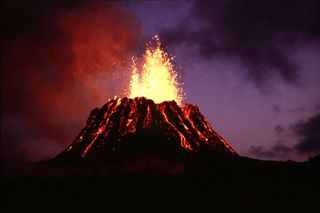 Erupting volcano