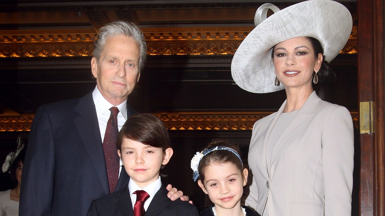 Catherine Zeta-Jones at her investiture at Buckingham Palace