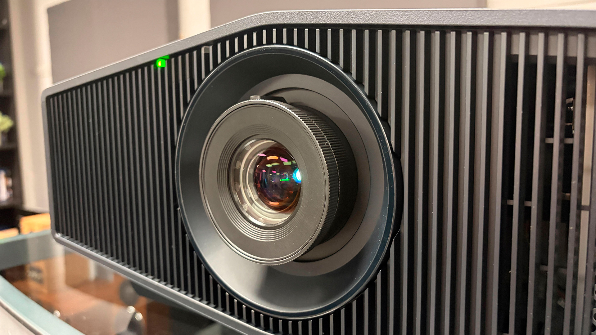 Sony Bravia Projector 7 home cinema projector close up on lens and front grille