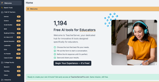 A screenshot of the TeacherServer homepage