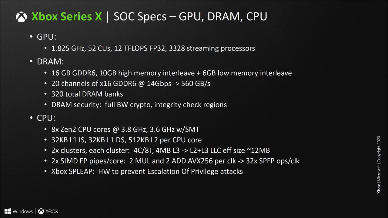 Microsoft Xbox Series X system architecture slides from Hot Chips 2020