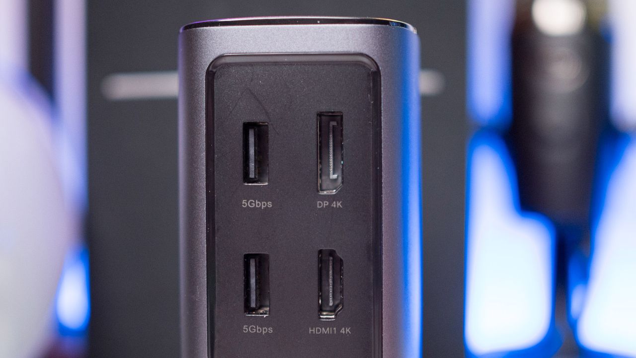 UGREEN 13-in-1 docking station back view of USB and HDMI ports