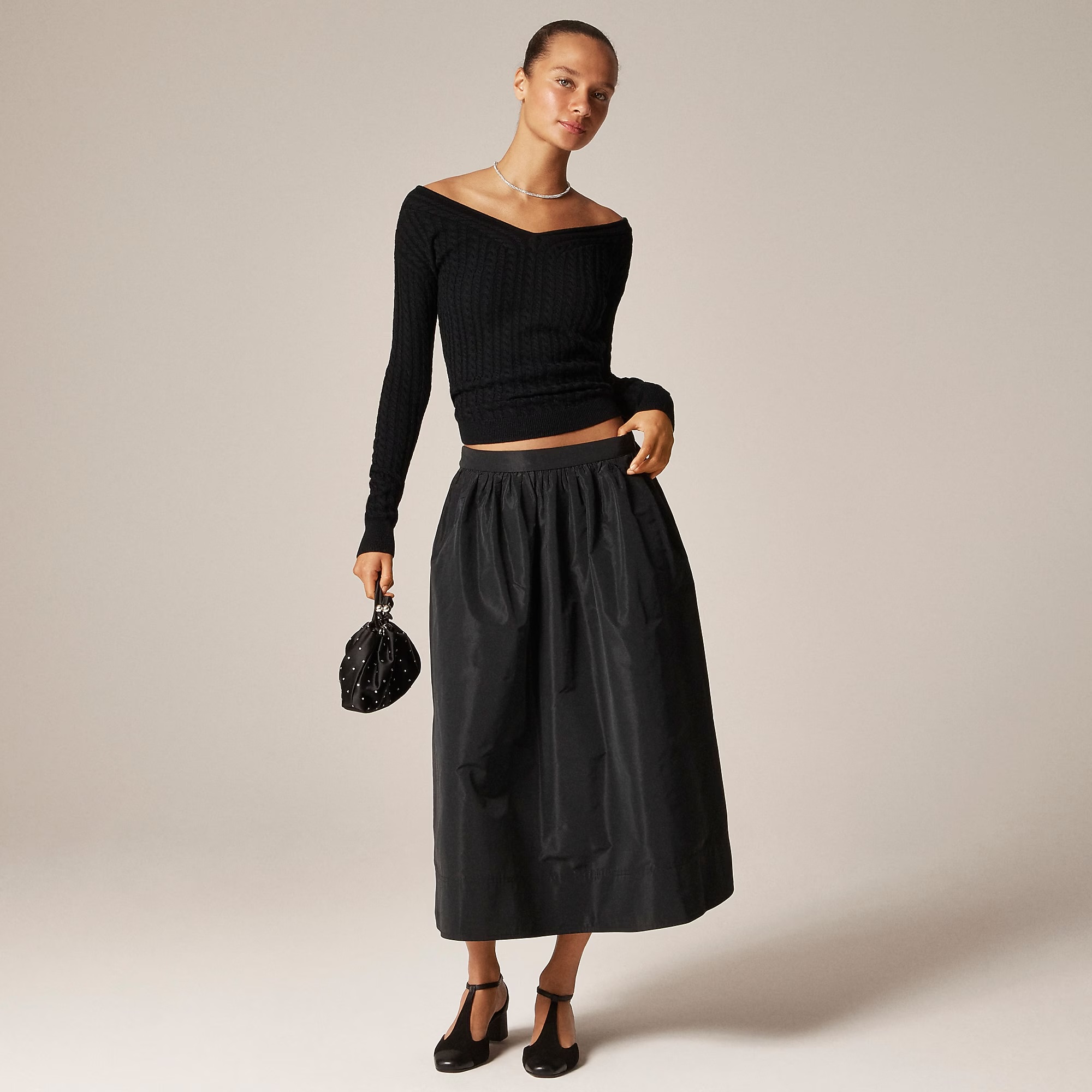 Midi Ball Skirt in Taffeta