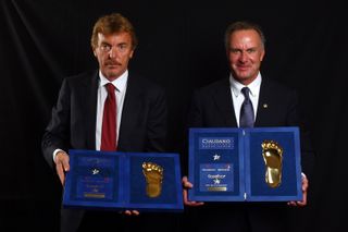 Karl Heinze Rummenigge and Zibigniew Boniek at the Golden Foot Awards in Monaco in 2009.