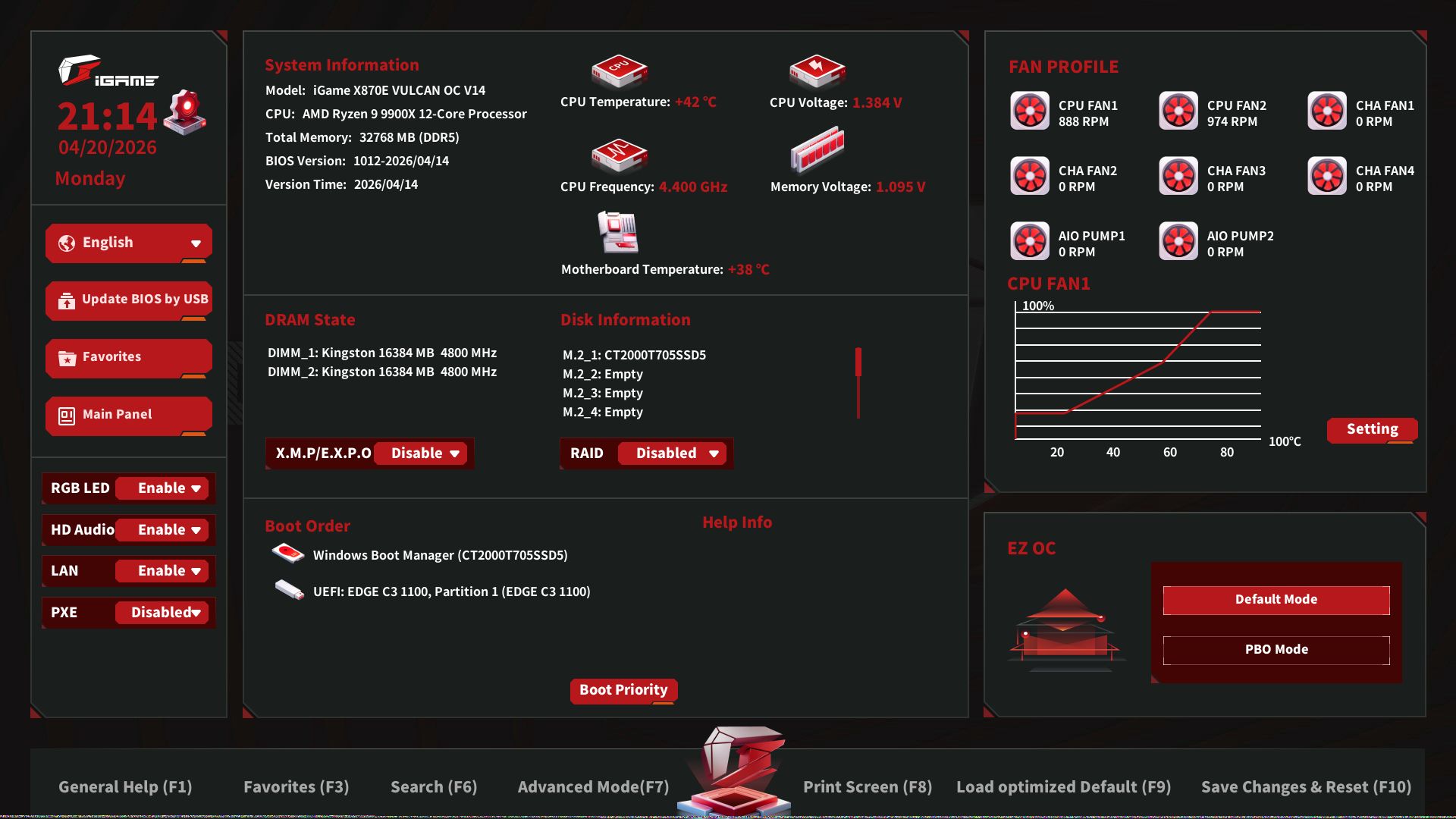 Colorful iGame X870E Vulcan OC - BIOS