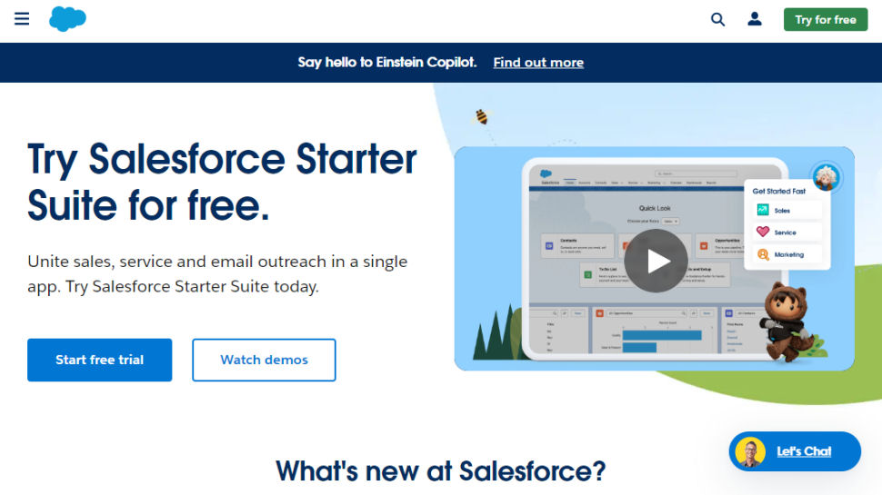 Salesforce Service Cloud website screenshot.