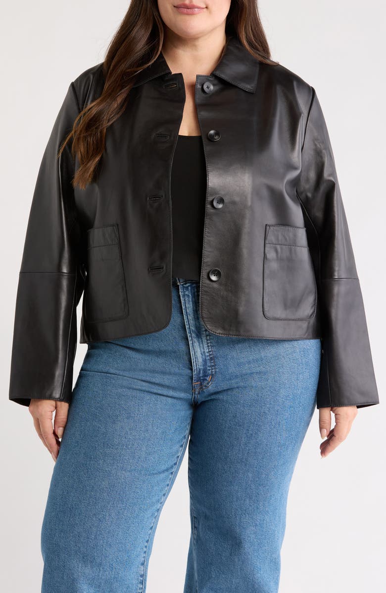 Patch Pocket Crop Leather Jacket