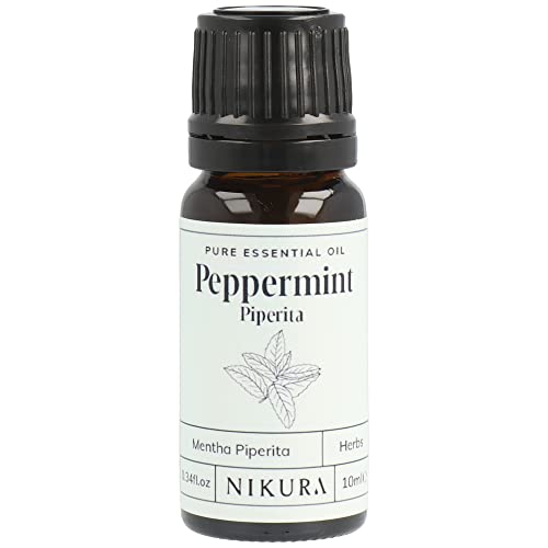 Nikura Peppermint Essential Oil - 10ml | Perfect for Repelling Spiders, Rats, Mice, Bugs, Ants | Great for Hair, Headaches Relief, Energy Boost, Skin, Candle Making | Vegan &amp;amp; Uk Made
