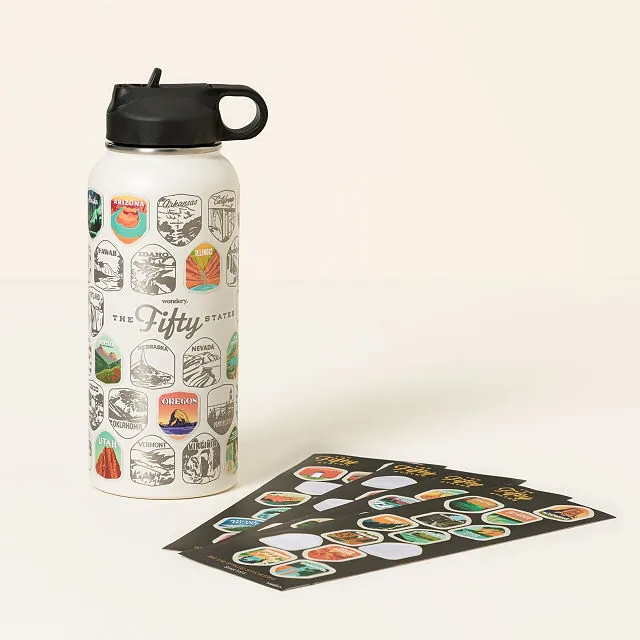 The Fifty States Bucket List water bottle