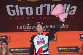 Jan Polanc celebrates his stage 4 win at the Giro d'Italia