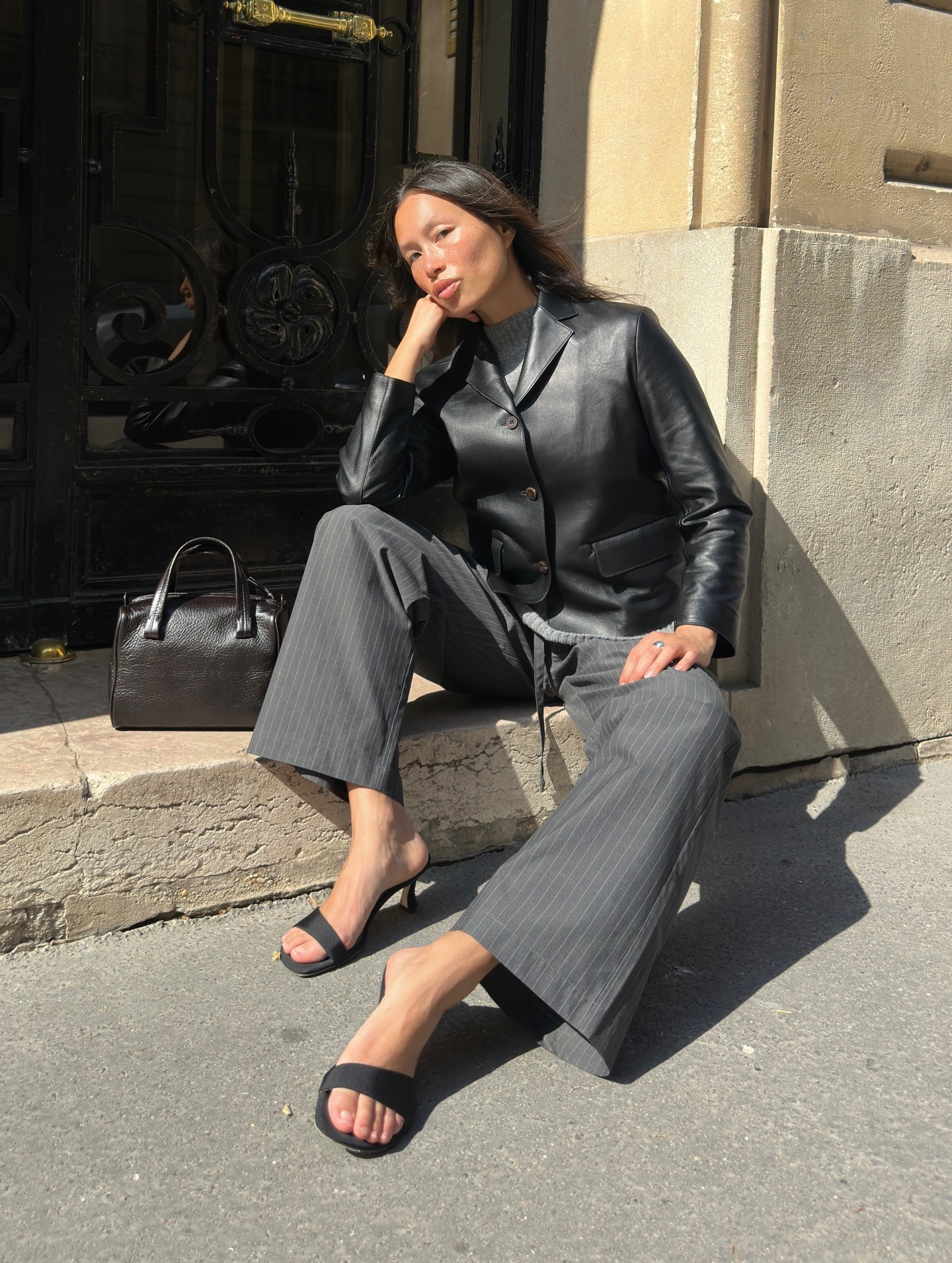french influencer wearing sandals