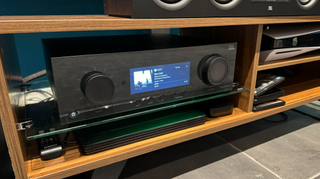 JBL home cinema amplifier in a media unit