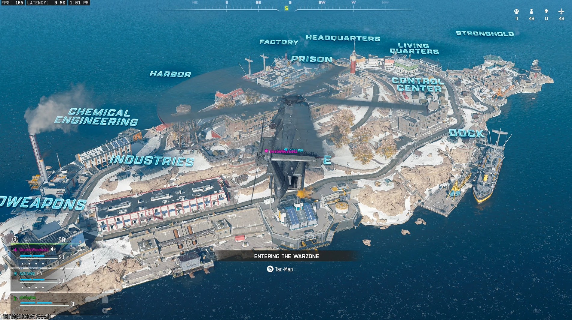 Aerial view of the newly reworked Rebirth Island in Call of Duty: Warzone.