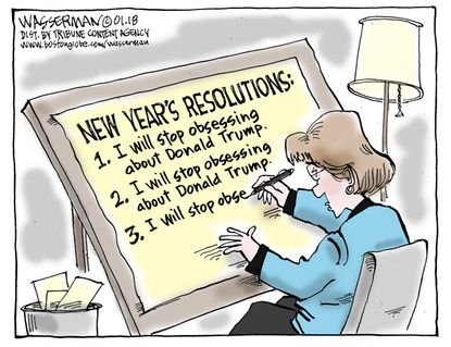 Political cartoon U.S. 2018 New Year resolutions Trump