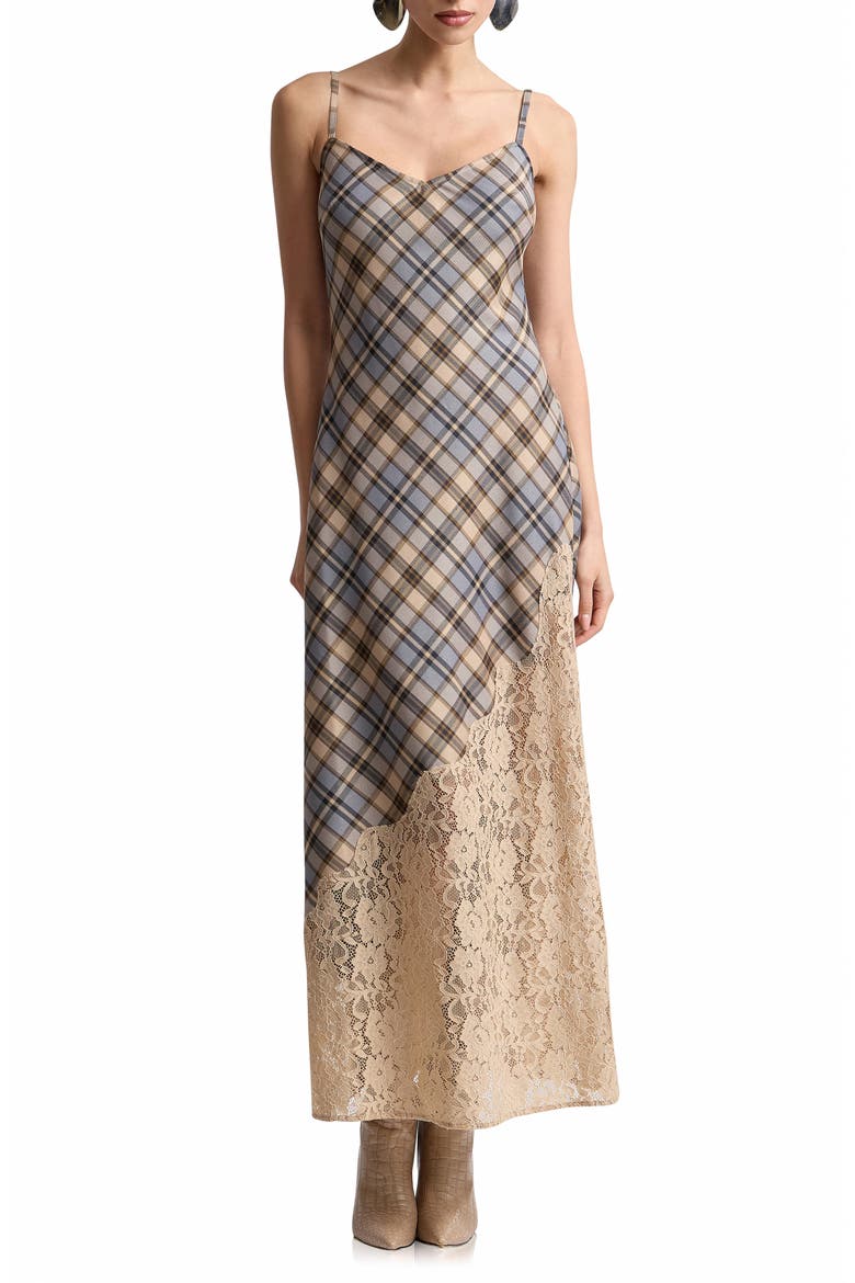 Lace Trim Bias Cut Maxi Dress