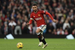 Bruno Fernandes on the ball for Manchester United