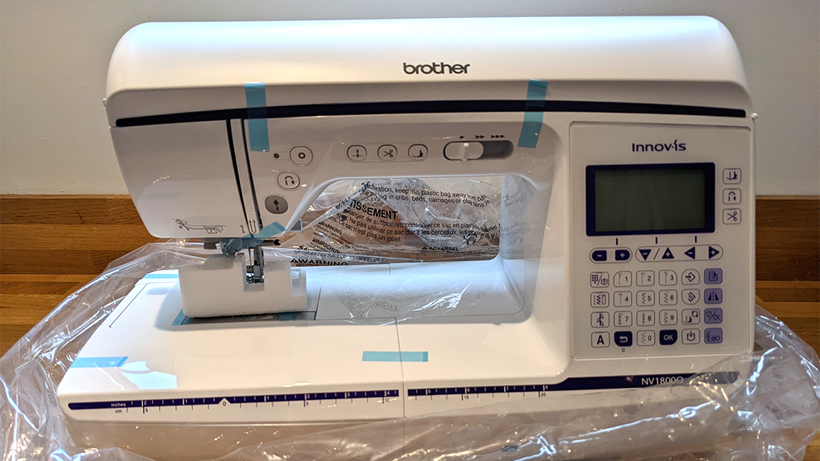 Brother Innovis NV1800Q review, a photo of a sewing machine being unpacked