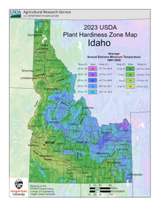 USDA Plant Hardiness Zone Map for Idaho