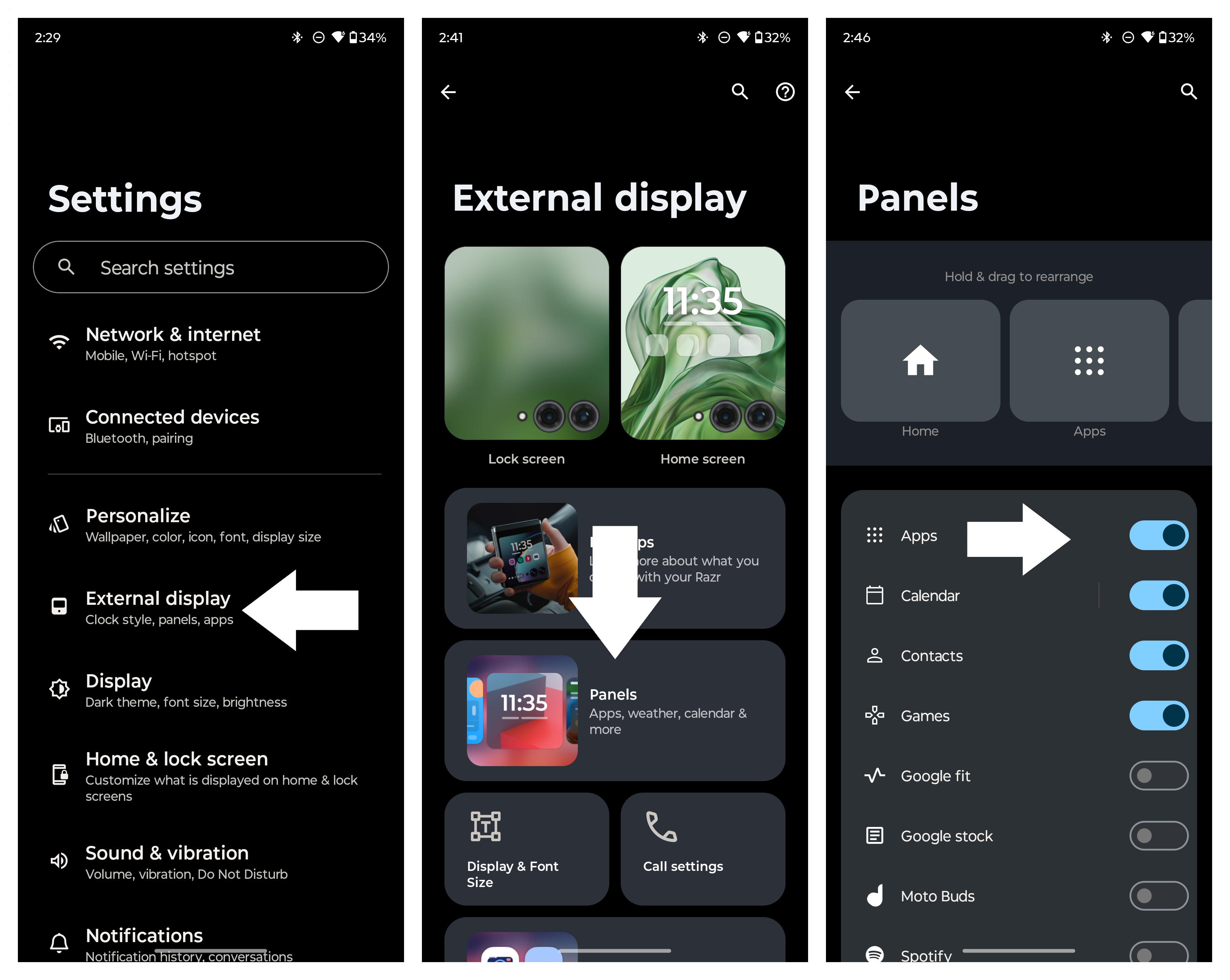 Enabling the Apps panel on the Motorola Razr Plus 2024