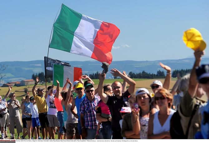 The Italian flag flown high during stage 12
