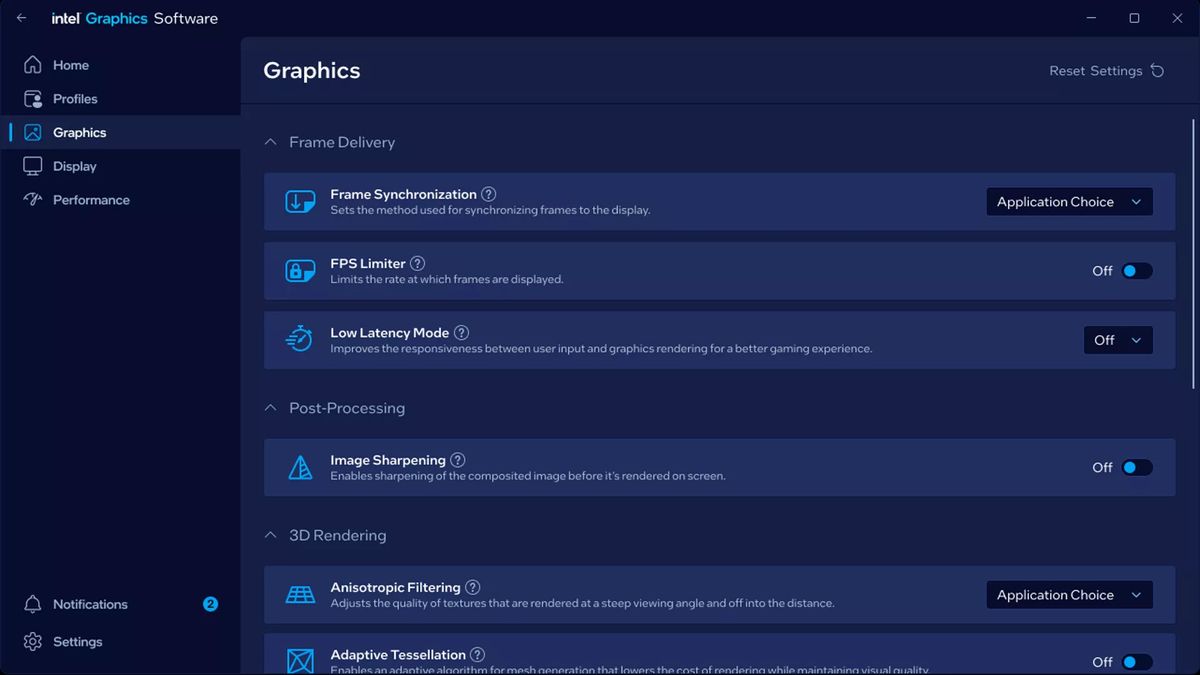 Intel's new Graphics Software app