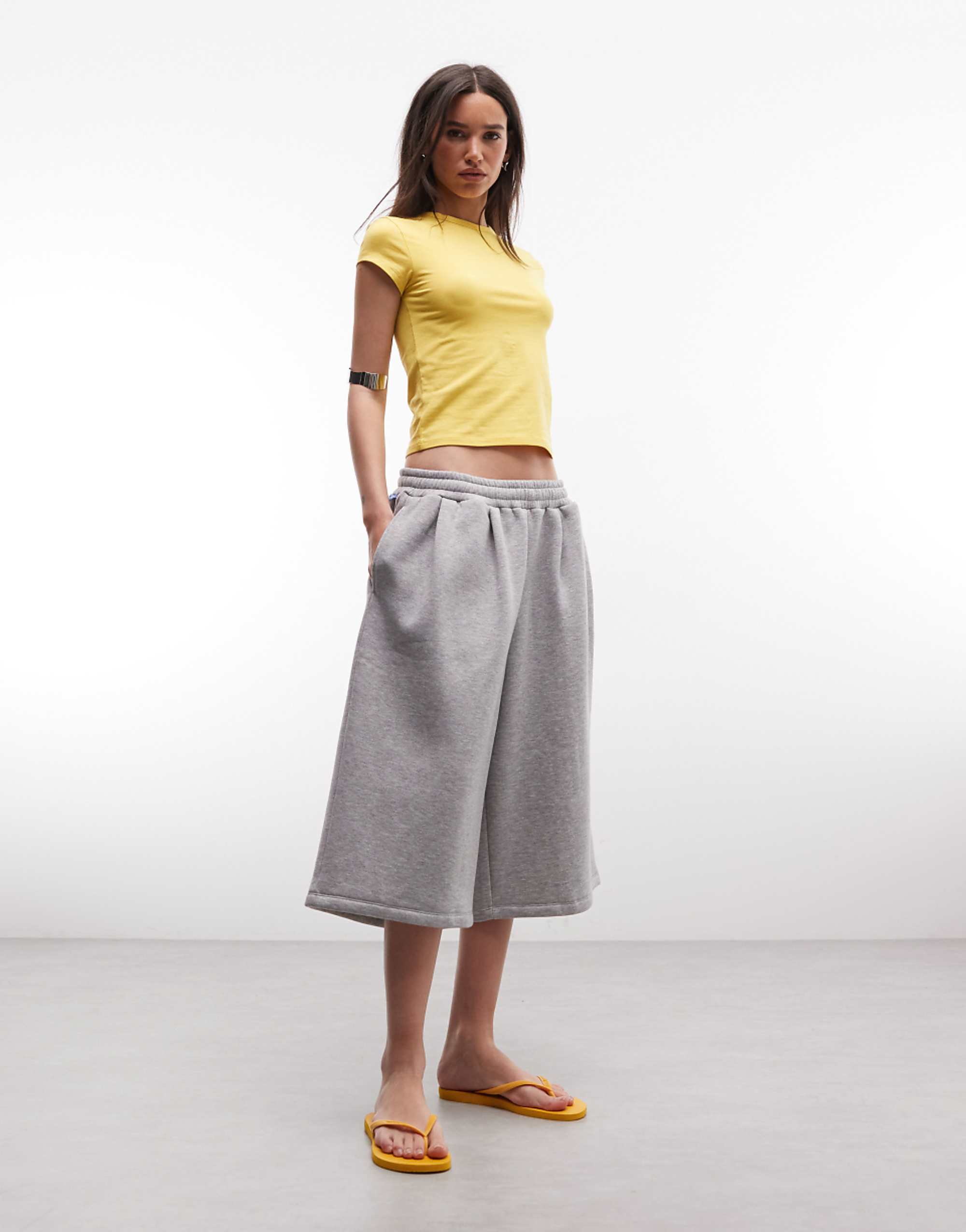 Collusion Xl Baggy Longline Jogger Short in Grey Marl