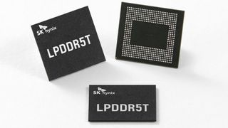 Imagery of SK Hynix's LPDDR5T RAM modules, made for mobile devices, taken from their PR Newswire release.