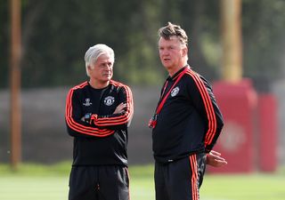 Former Manchester United boss Louis van Gaal with Marcel Bout