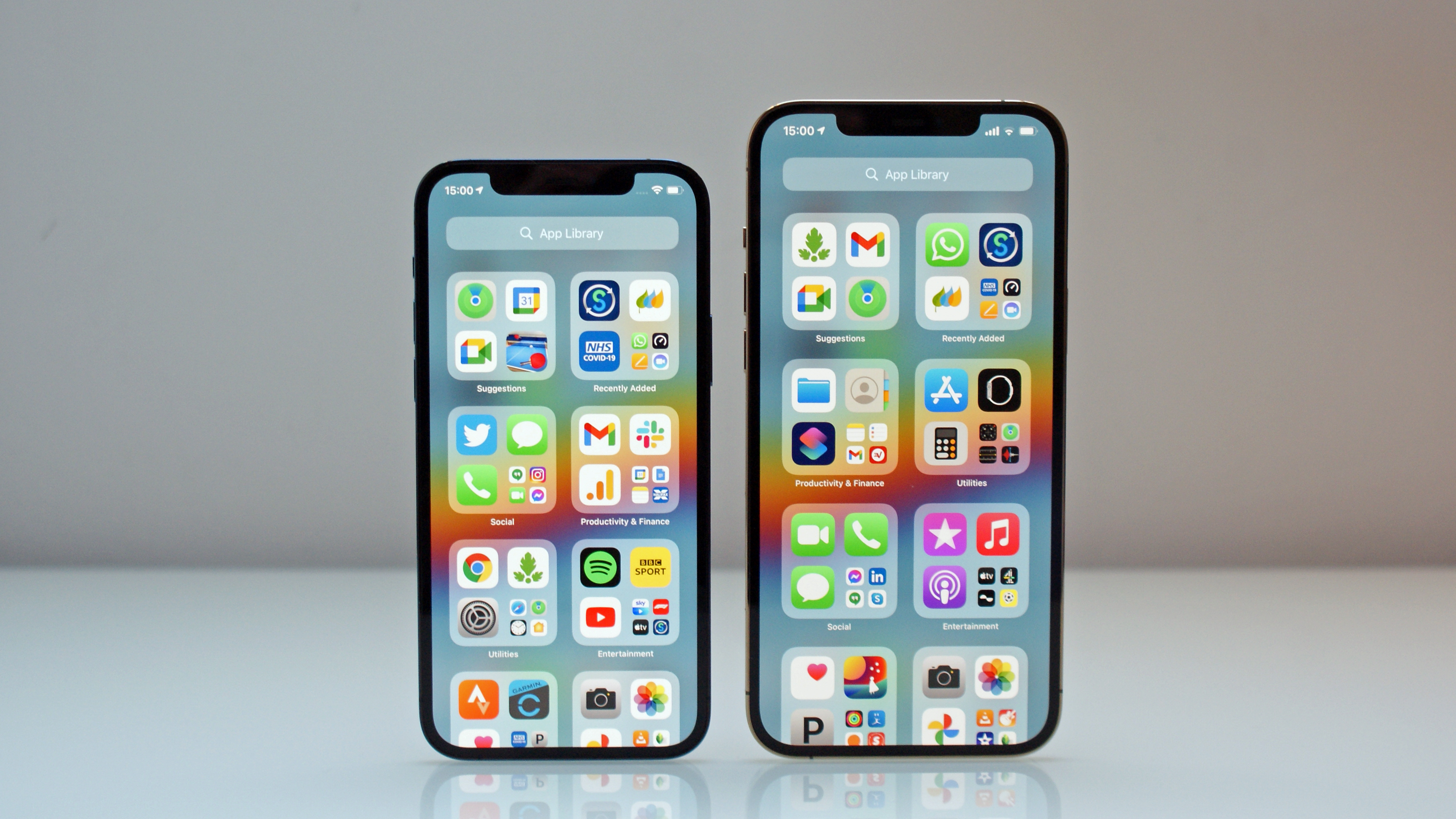 2020's iPhone 12 Pro and iPhone 12 Pro Max sat together